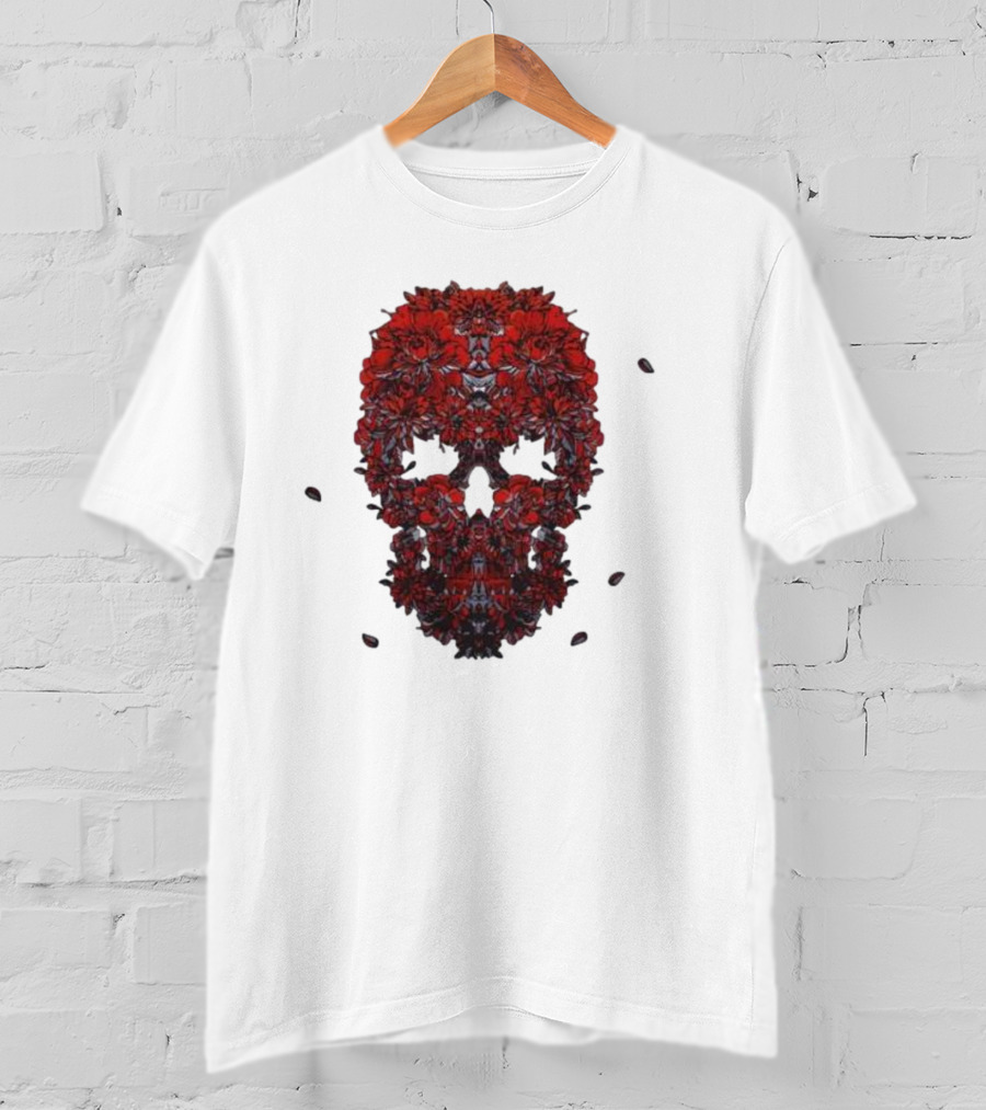 Kai Wachi Red Floral Skull T-Shirt