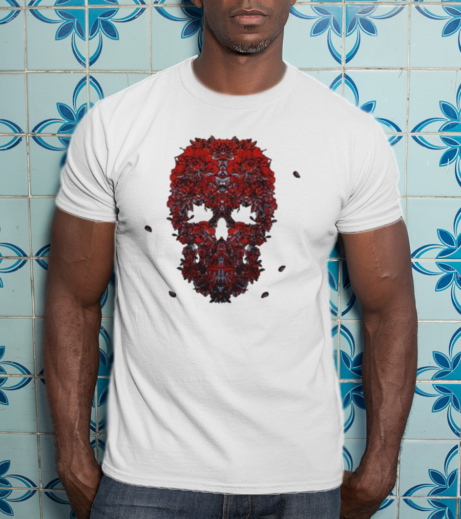 Kai Wachi Red Floral Skull T-Shirt