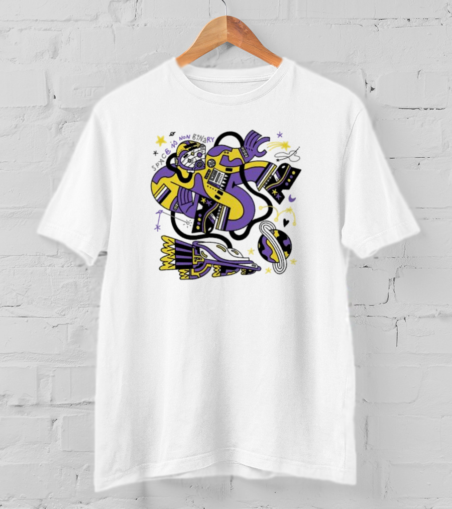 Space Is Non Binary Cosmic Exploration Astronaut And Planets T-Shirt