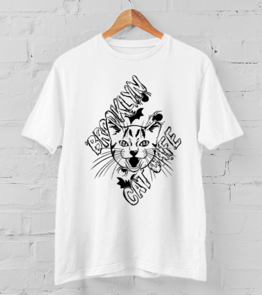 Brooklyn Cat Cafe Halloween Cat And Bat T-Shirt