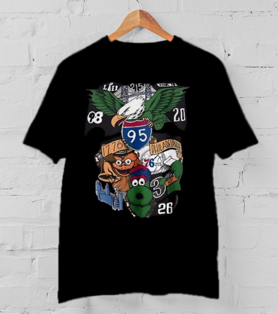 Dunphy 215 Tattoo Philadelphia Eagles I-95 76ers 26ers Liberty Bell Fanatic T-Shirt