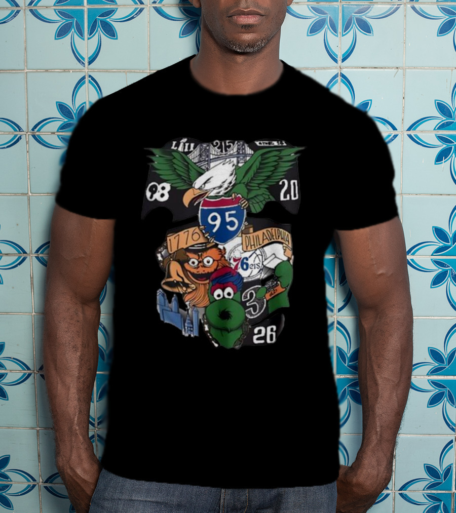 Dunphy 215 Tattoo Philadelphia Eagles I-95 76ers 26ers Liberty Bell Fanatic T-Shirt