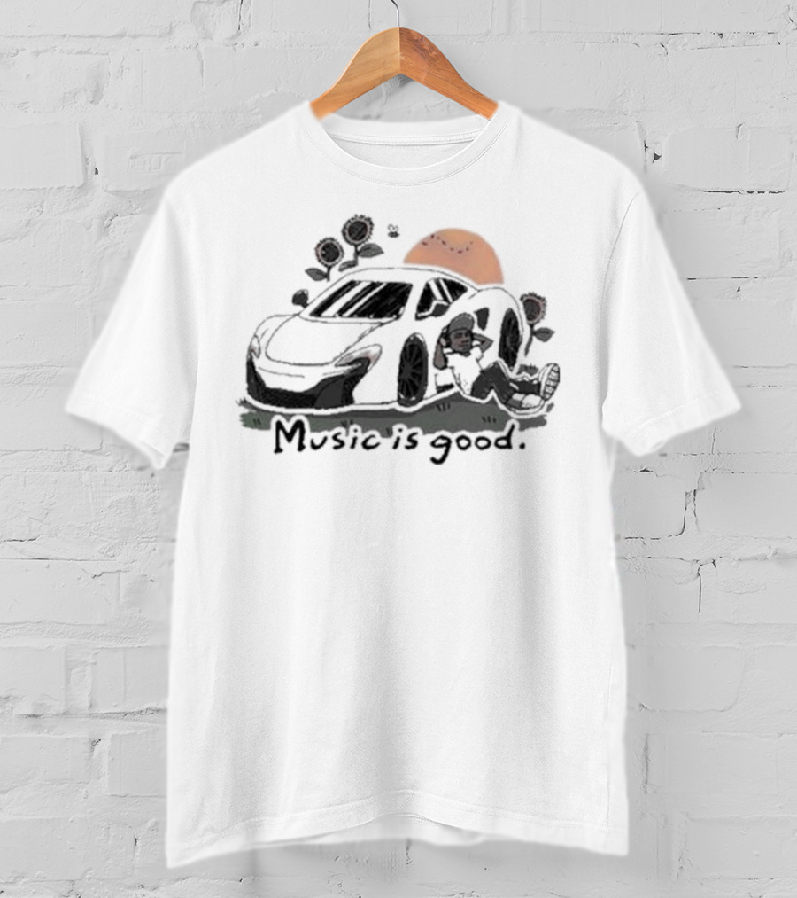 Music Is Good The Flower Patch Sunset Car Scene T-Shirt