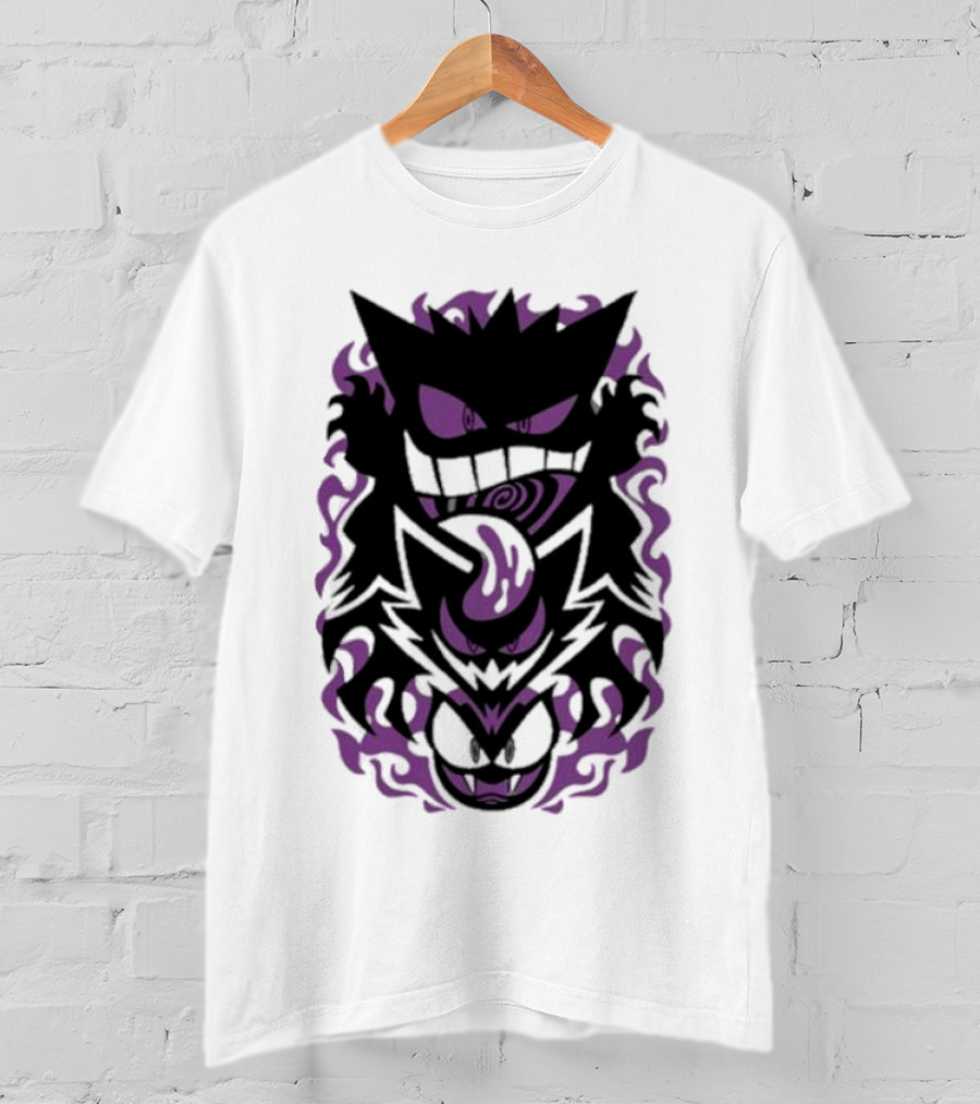 Versiris Haunted Gengar Gastly Ghastly Purple Flames T-Shirt