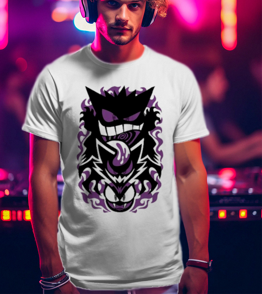 Versiris Haunted Gengar Gastly Ghastly Purple Flames T-Shirt