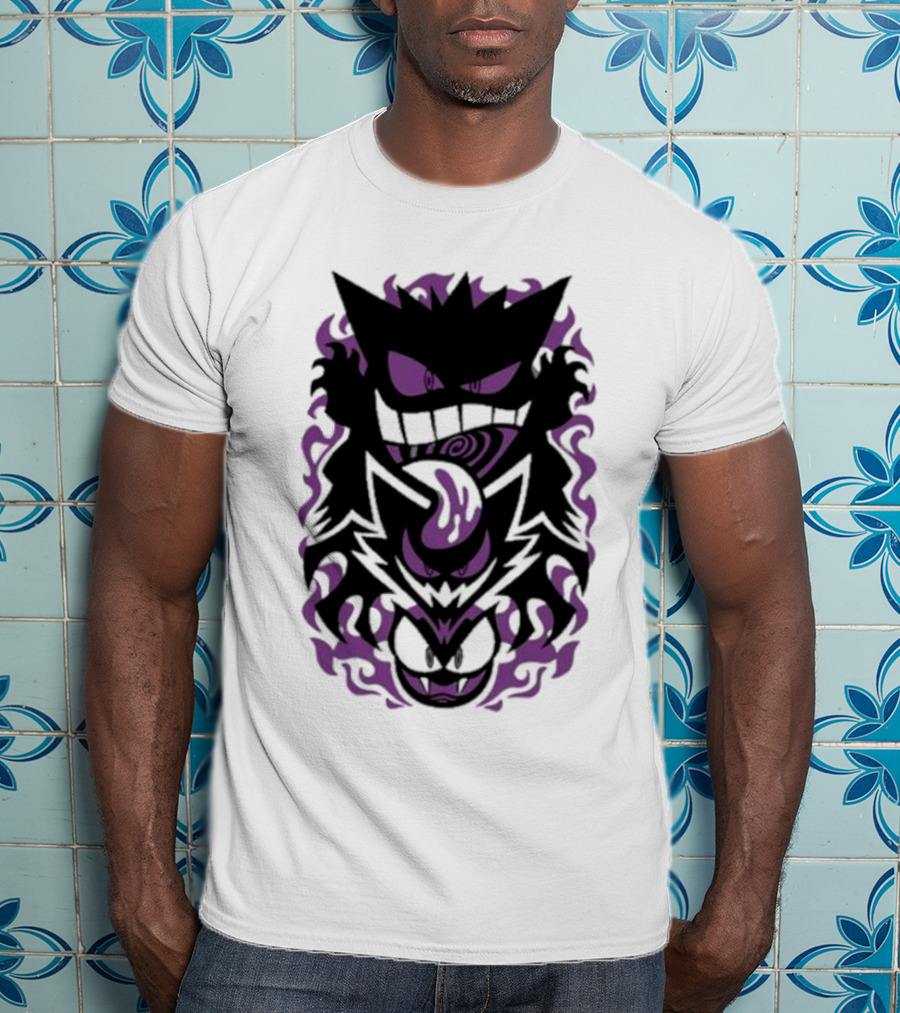 Versiris Haunted Gengar Gastly Ghastly Purple Flames T-Shirt