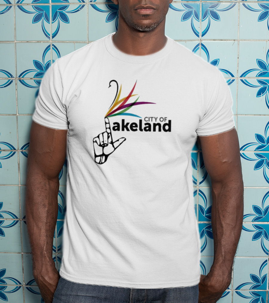 City Of Lakeland Hand Gesture With Colorful Feathers T-Shirt