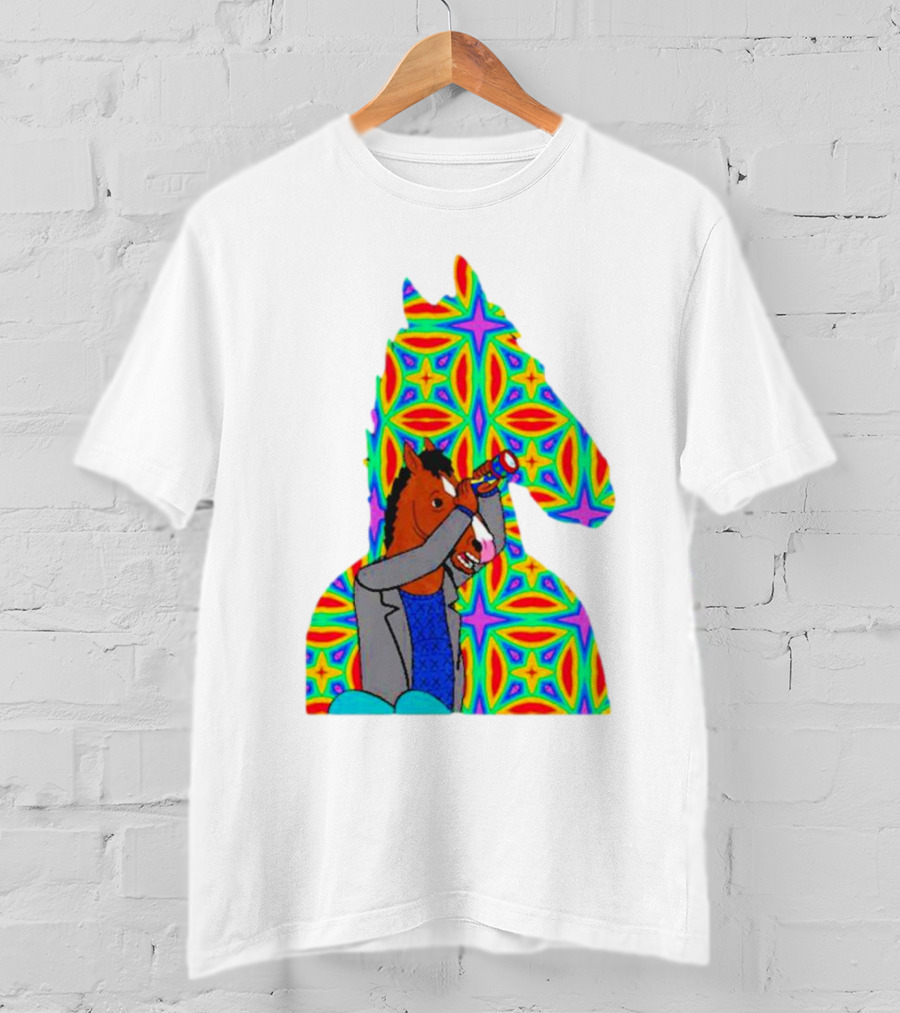 Psychedelic Bojack Horseman Silhouette With Colorful T-Shirt