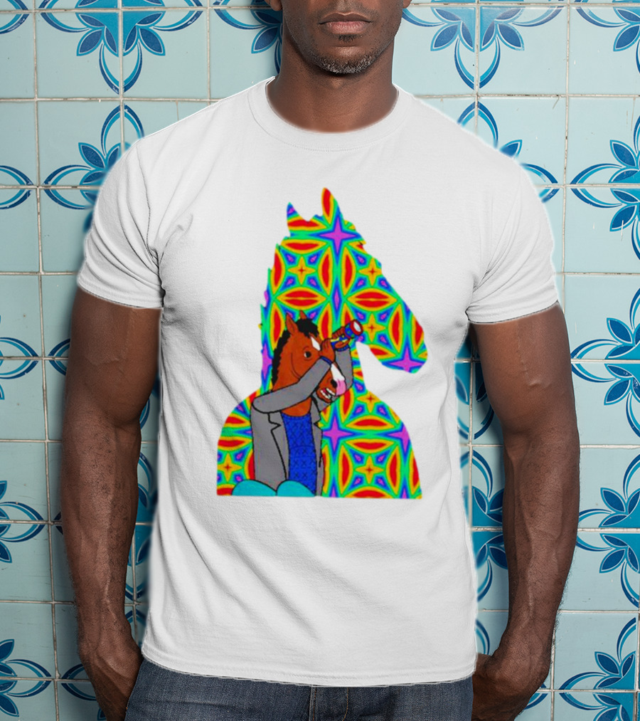 Psychedelic Bojack Horseman Silhouette With Colorful T-Shirt