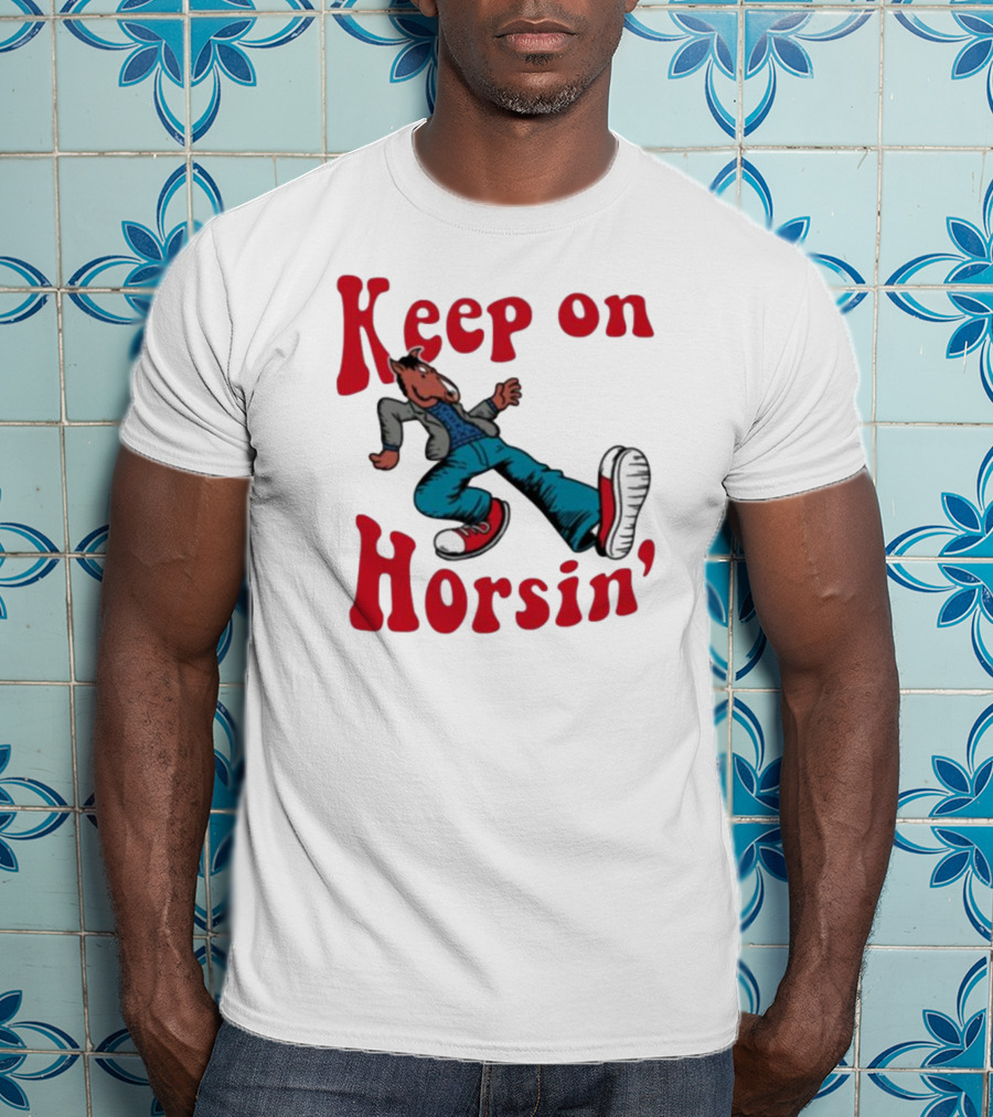 Hiphop Bojack Horseman Keep On Horsin' Retro Cartoon T-Shirt