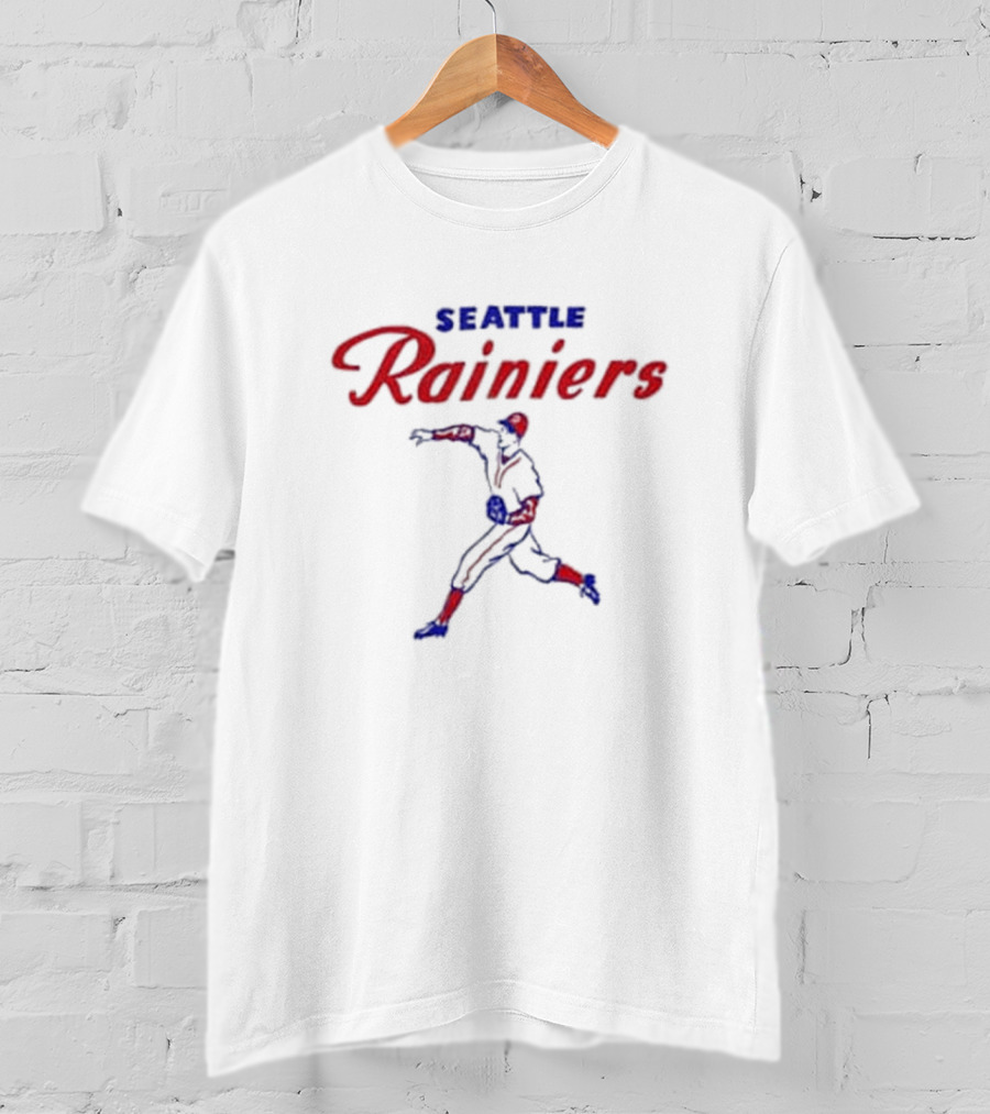 Seattle Rainiers Vintage Baseball Player Throwing T-Shirt