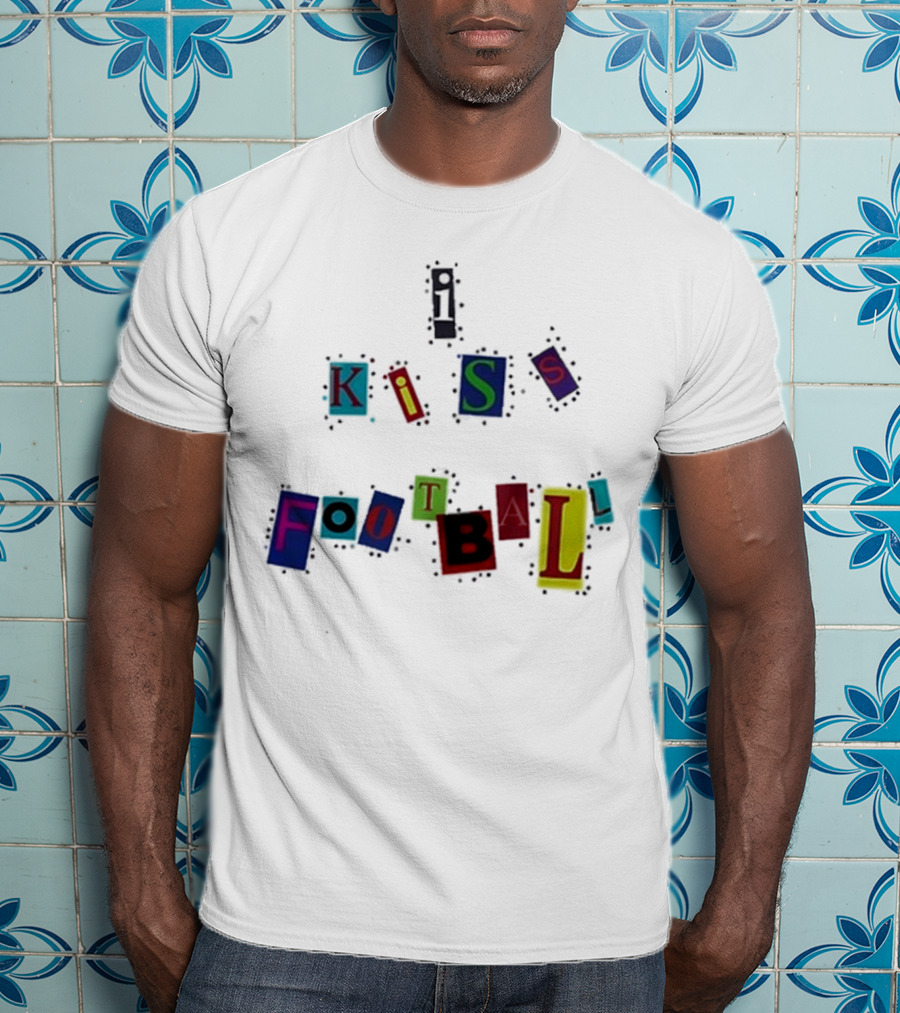 Nooruddean I Kiss Football Soccer Love Passion Bold Colorful Textured T-Shirt