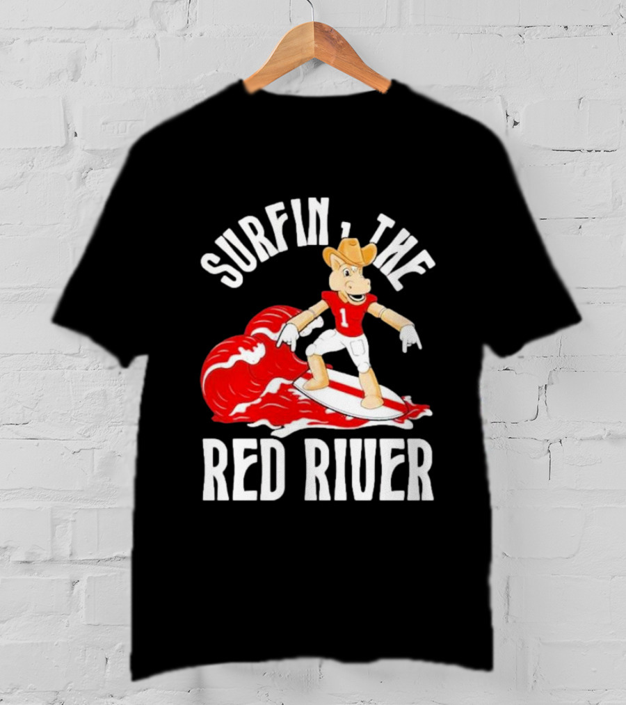 Surfin The Red River Rr Cowboy Surfboard Sports T-Shirt