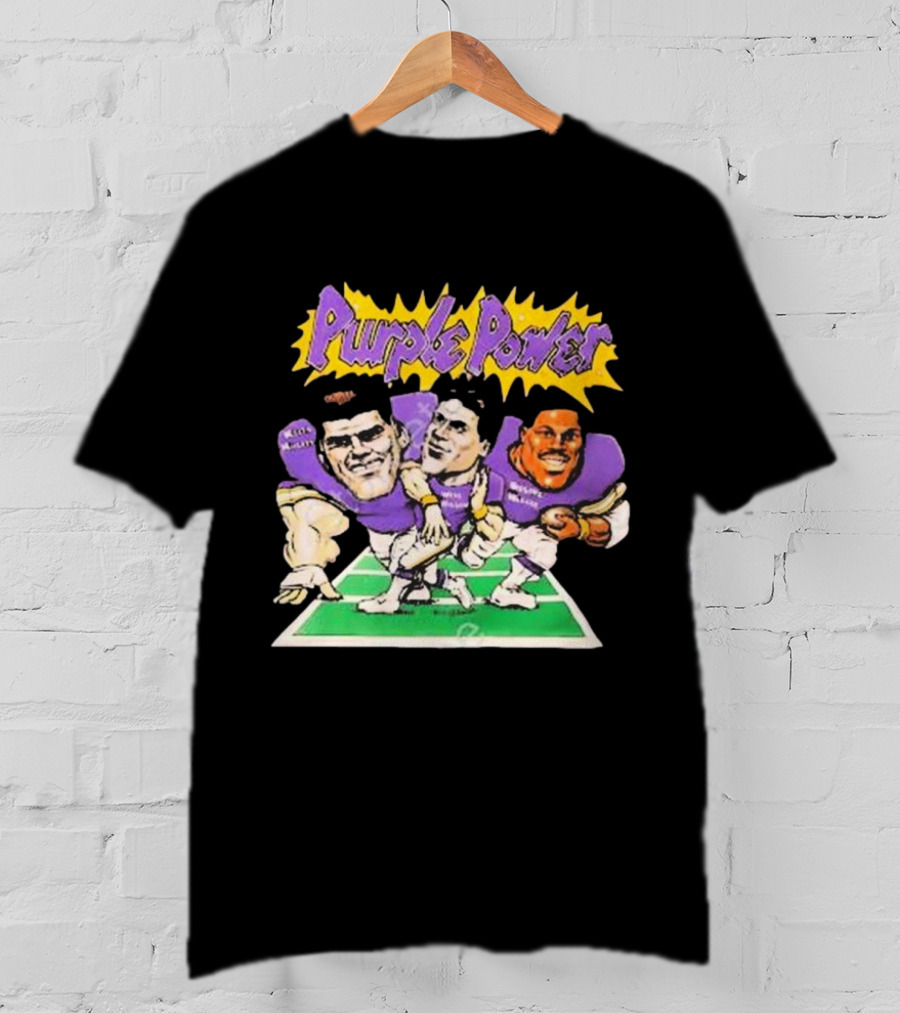 Purple Power Minnesota Vikings Cartoon Trio Caricature Football T-Shirt