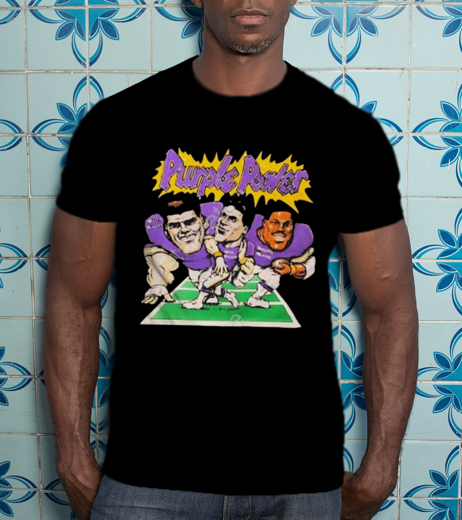 Purple Power Minnesota Vikings Cartoon Trio Caricature Football T-Shirt