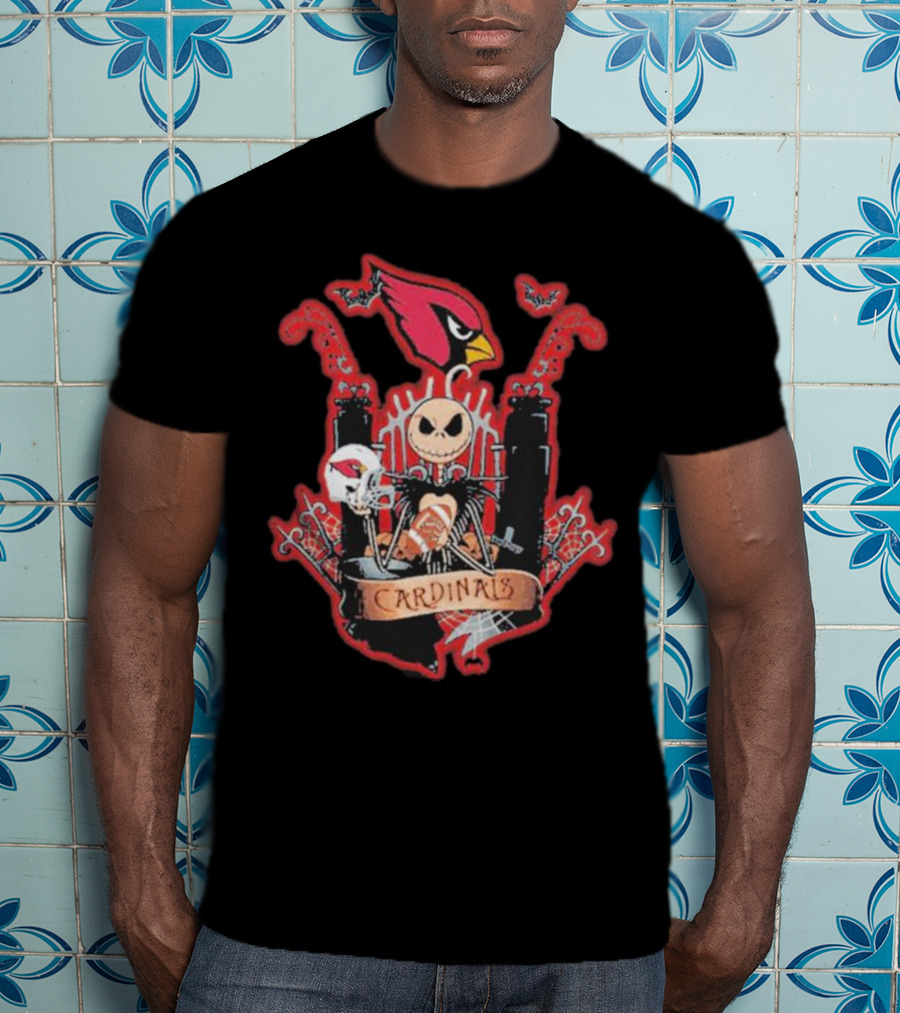 Jack Skellington Halloween Arizona Cardinals Fan T-Shirt