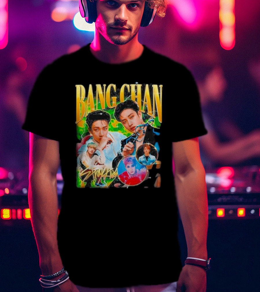 Bang Chan Stray Kids Multicolor Photo Collage T-Shirt