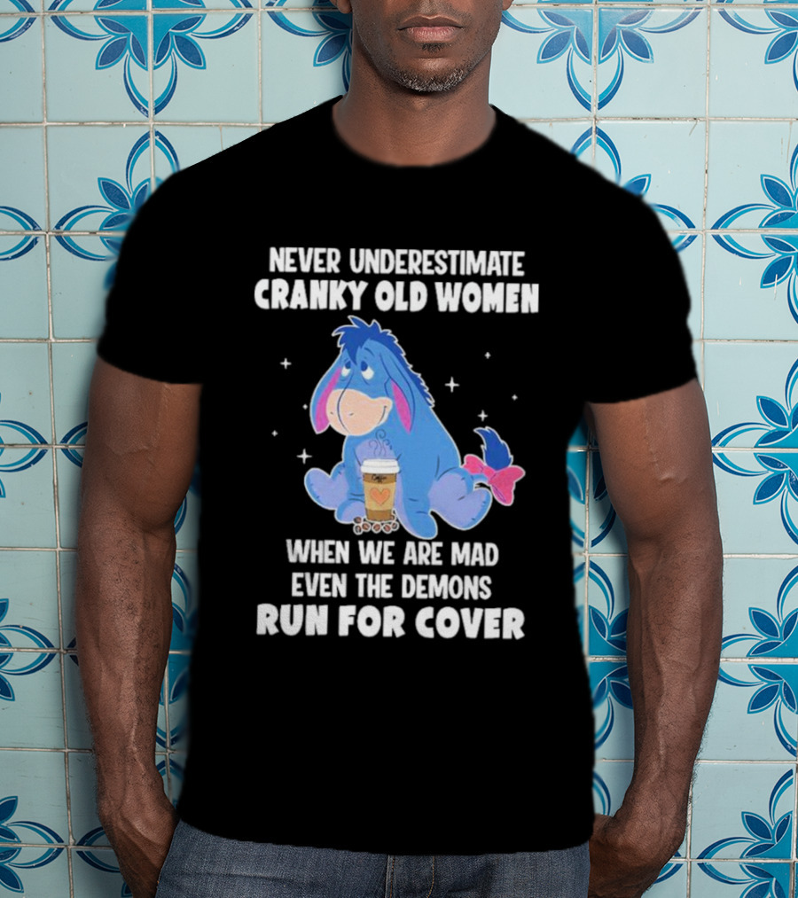 Eeyore Never Underestimate Cranky Old Women When We Are Mad Even The Demons Run For Cover T-Shirt