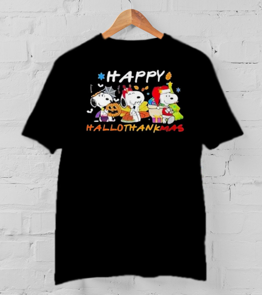 Happy Hallothankmas Snoopy Halloween Thanksgiving Christmas T-Shirt