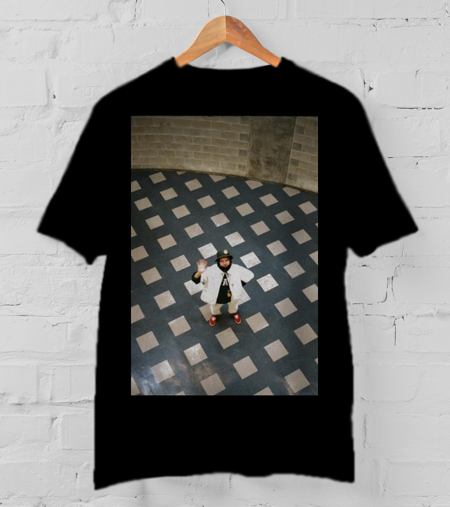 Mac Photo Off Waving Man In Grid Pattern Floor T-Shirt