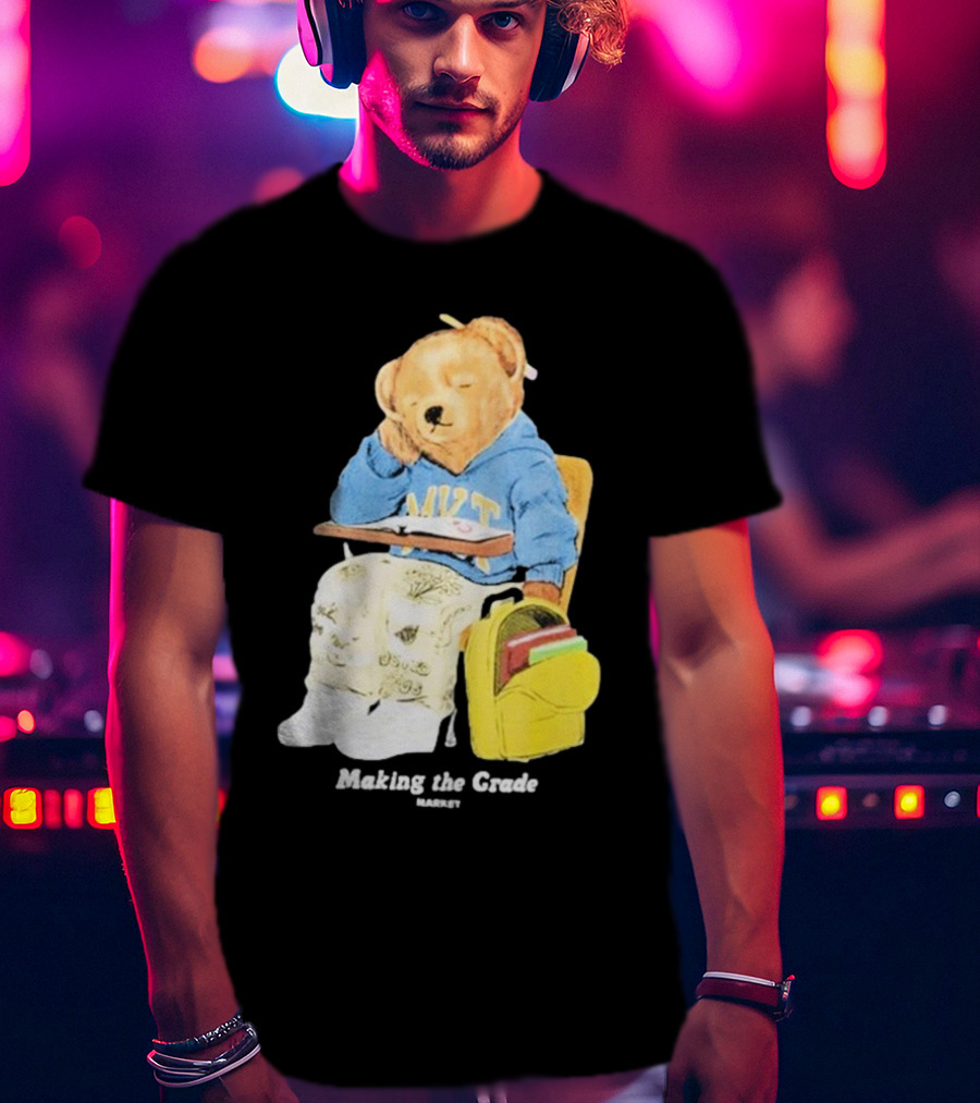 NYT Bear In School Desk With Yellow Backpack T-Shirt