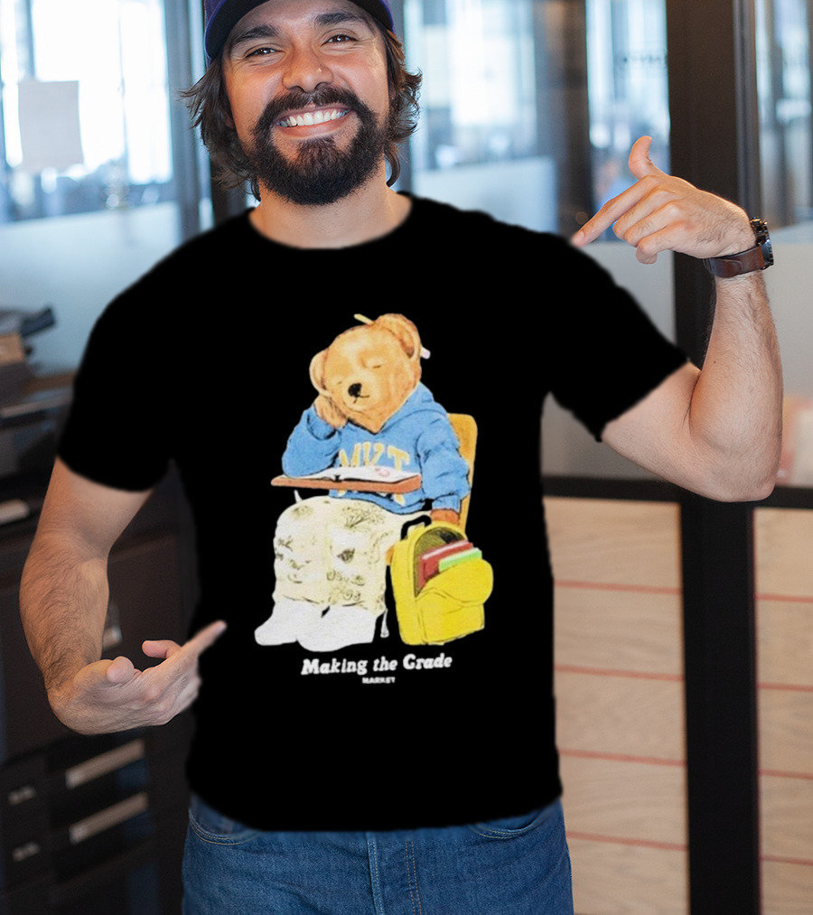 NYT Bear In School Desk With Yellow Backpack T-Shirt