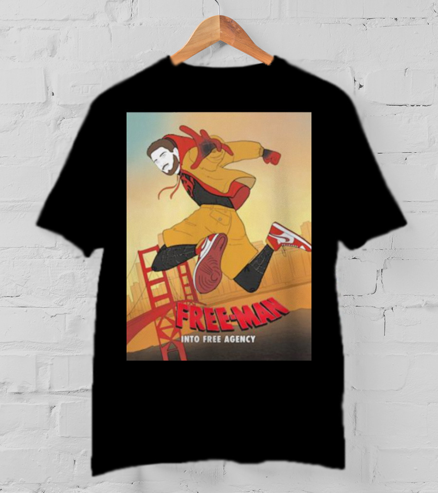 FREE-MAN Into Free Agency San Francisco Bridge Jumping Character T-Shirt
