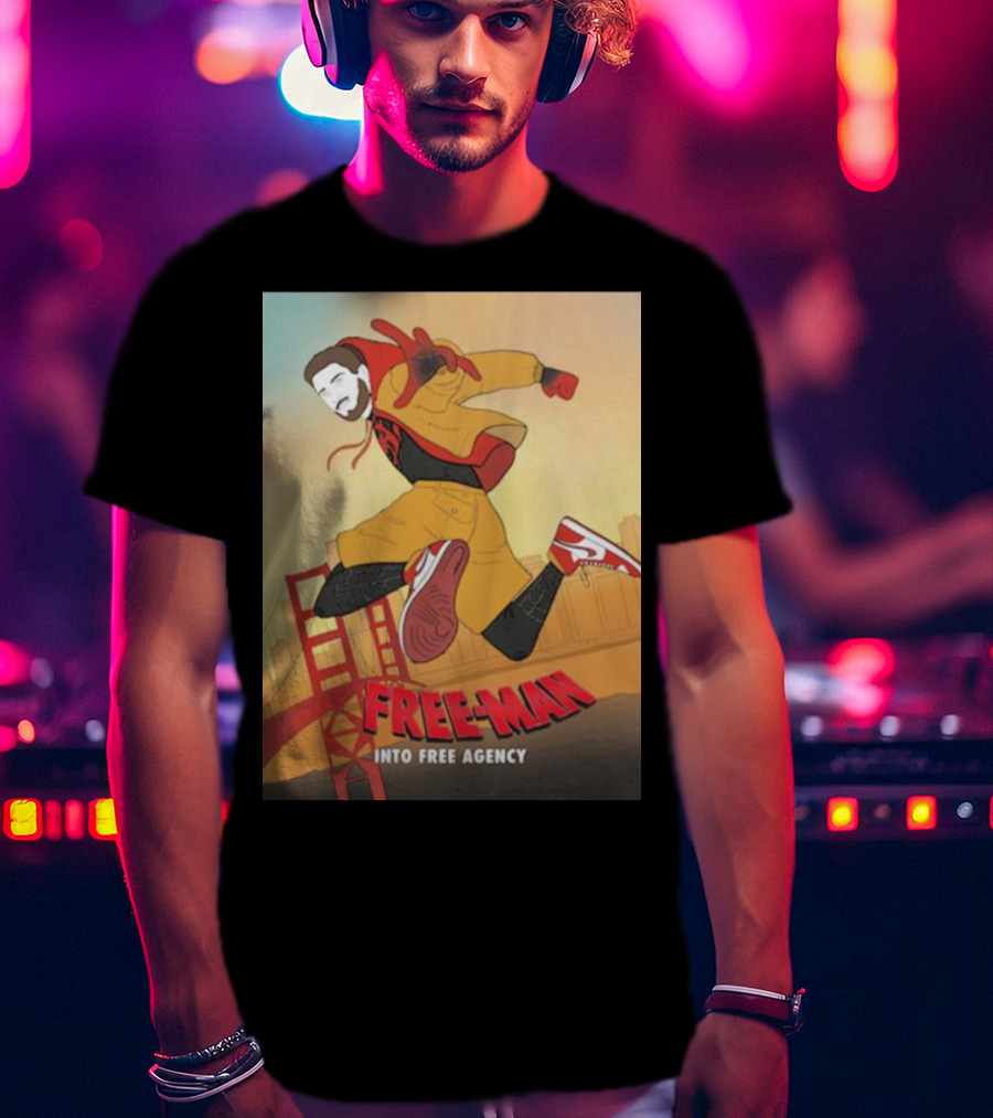 FREE-MAN Into Free Agency San Francisco Bridge Jumping Character T-Shirt