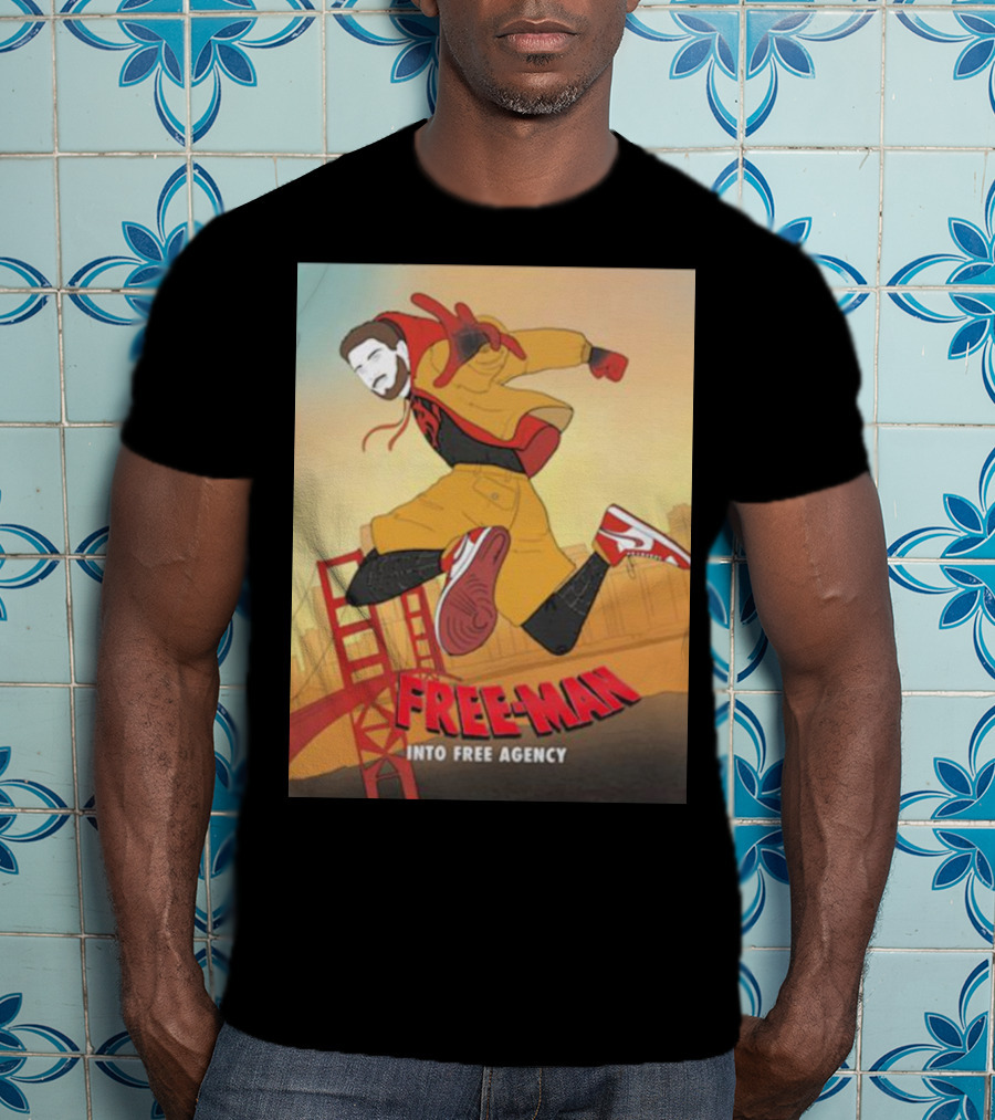 FREE-MAN Into Free Agency San Francisco Bridge Jumping Character T-Shirt