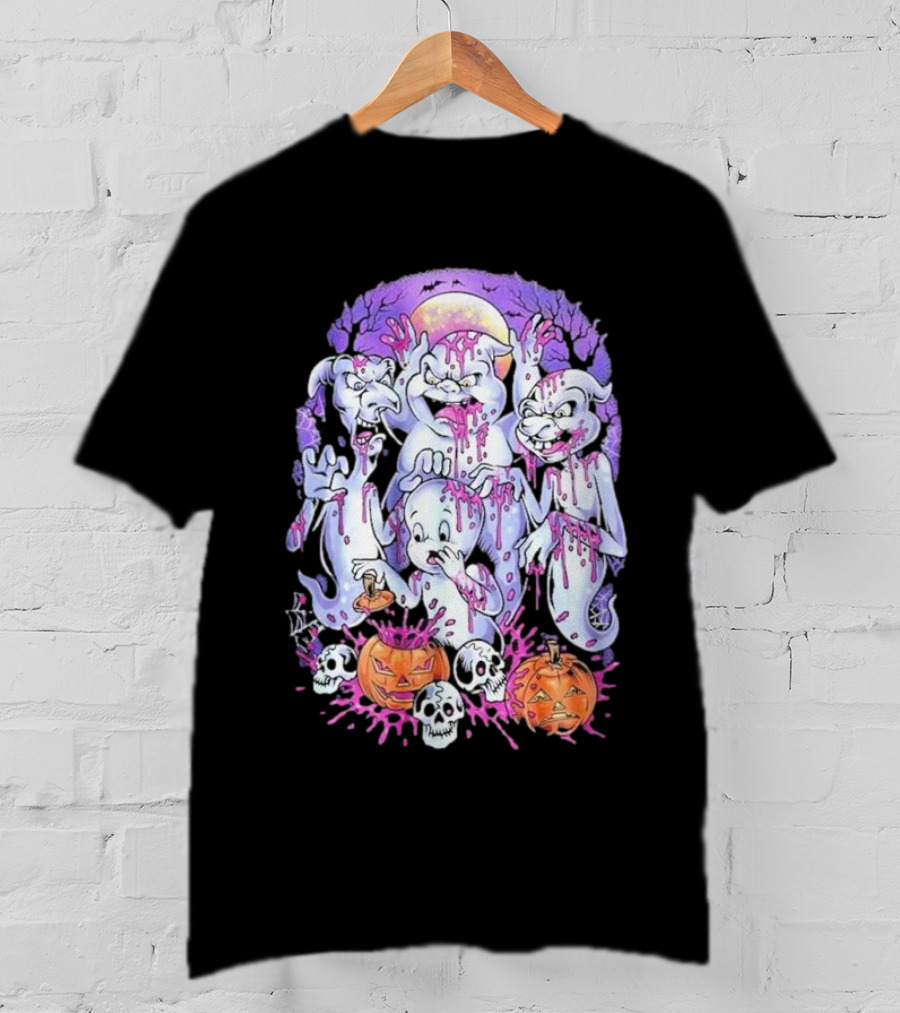 Peaked Apparel Halloween Ghosts With Pumpkins And Skulls T-Shirt