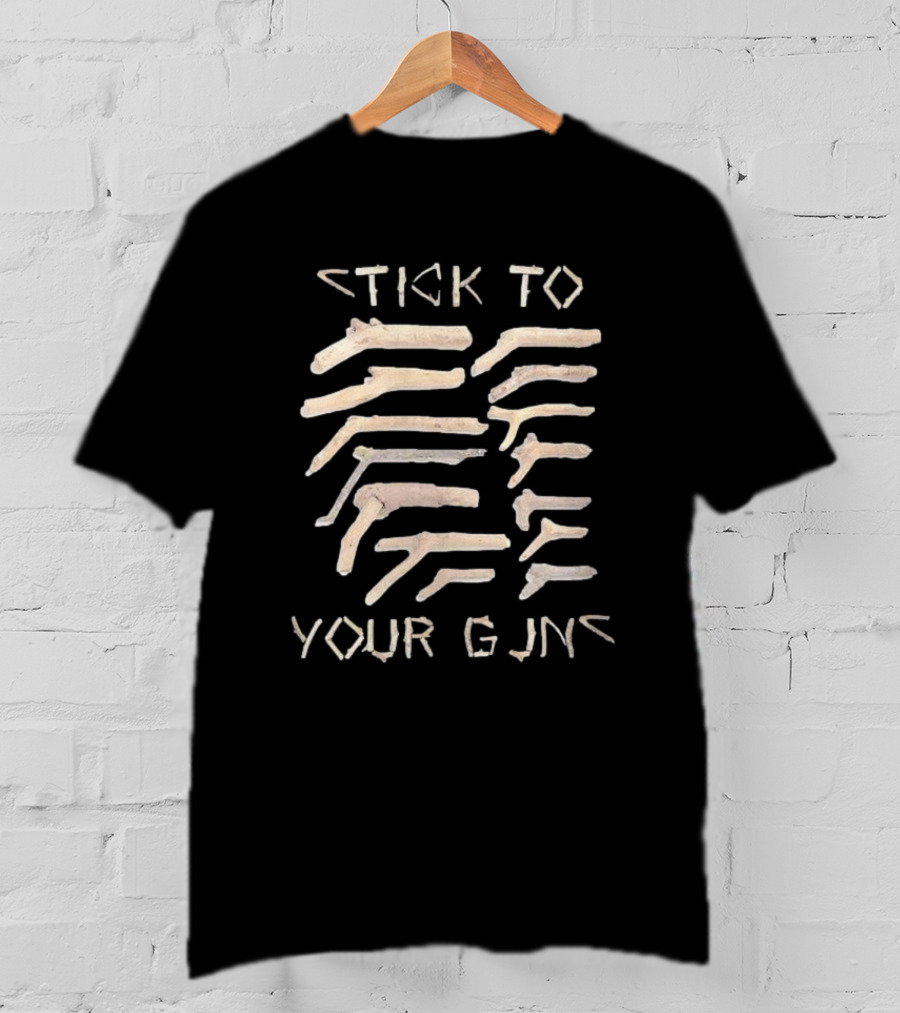Stick To Your Guns Branch Shaped Pistol Figures T-Shirt