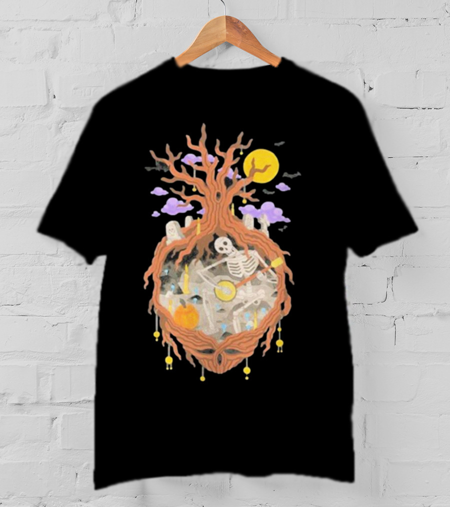 Grateful Dead The 13th Skeleton Moonlit Cemetery Tree T-Shirt