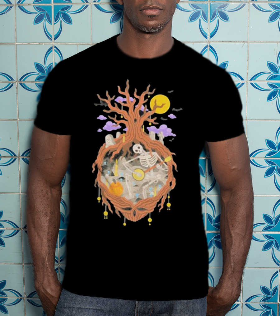 Grateful Dead The 13th Skeleton Moonlit Cemetery Tree T-Shirt