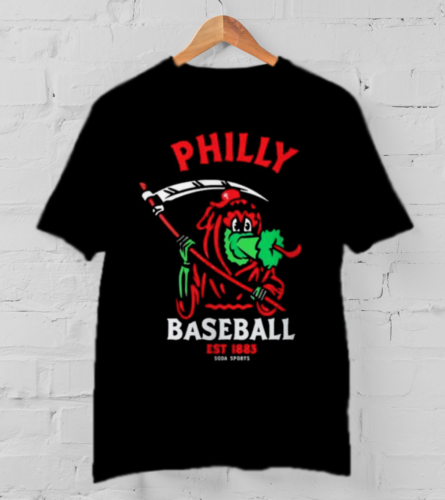 Philly Baseball Est 1883 Soda Sports Phillie Phanatic Grim Reaper T-Shirt