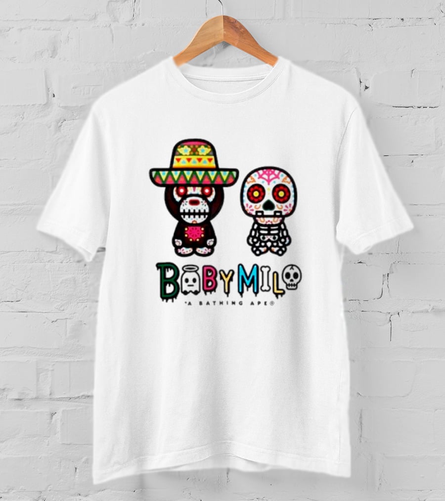 BABY MILO A BATHING APE HALLOWEEN Día De Muertos Skeletons T-Shirt