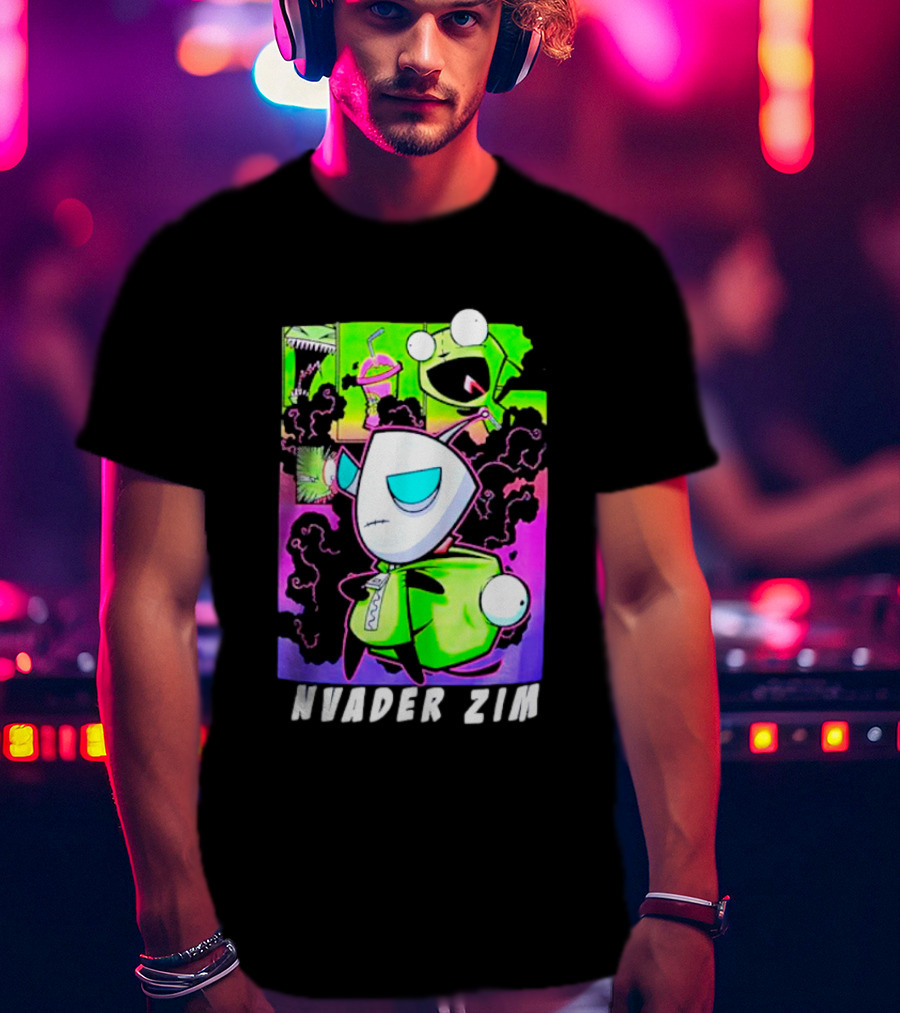 Invader Zim GIR Unzipped Neon Colors Cartoon T-Shirt