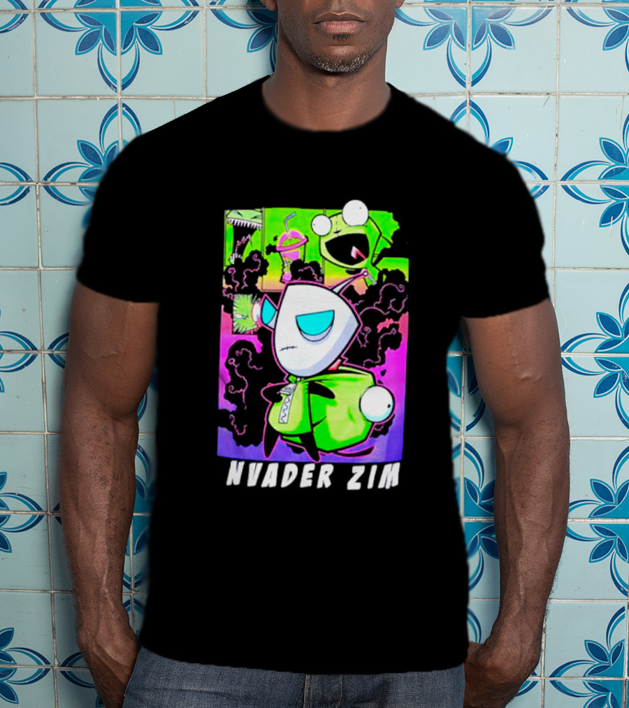 Invader Zim GIR Unzipped Neon Colors Cartoon T-Shirt