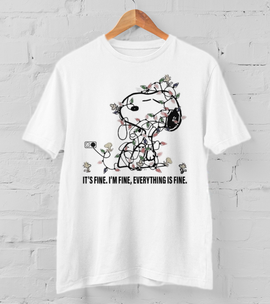 It's Fine I'm Fine Everything Is Fine Snoopy Christmas Lights T-Shirt
