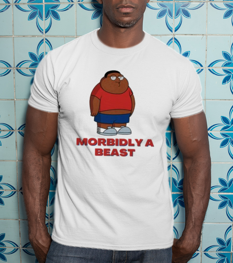 Morbidly A Beast Cartoon Character In Red And Blue T-Shirt