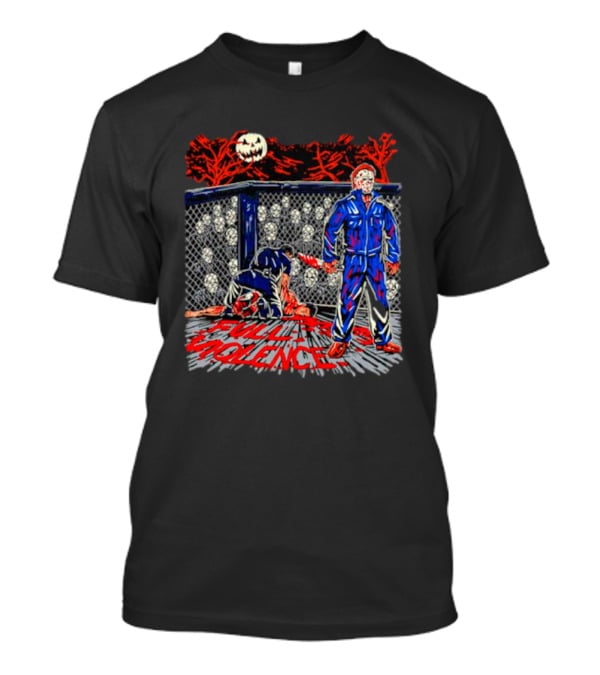 Michael Myers Full Moon Cage Violence Blood Halloween T-Shirt