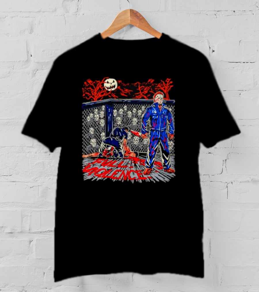 Michael Myers Full Moon Cage Violence Blood Halloween T-Shirt