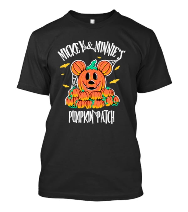 Mickey And Minnie's Pumpkin Patch Halloween Pumpkin Character With Ears And Spider Webs T-Shirt