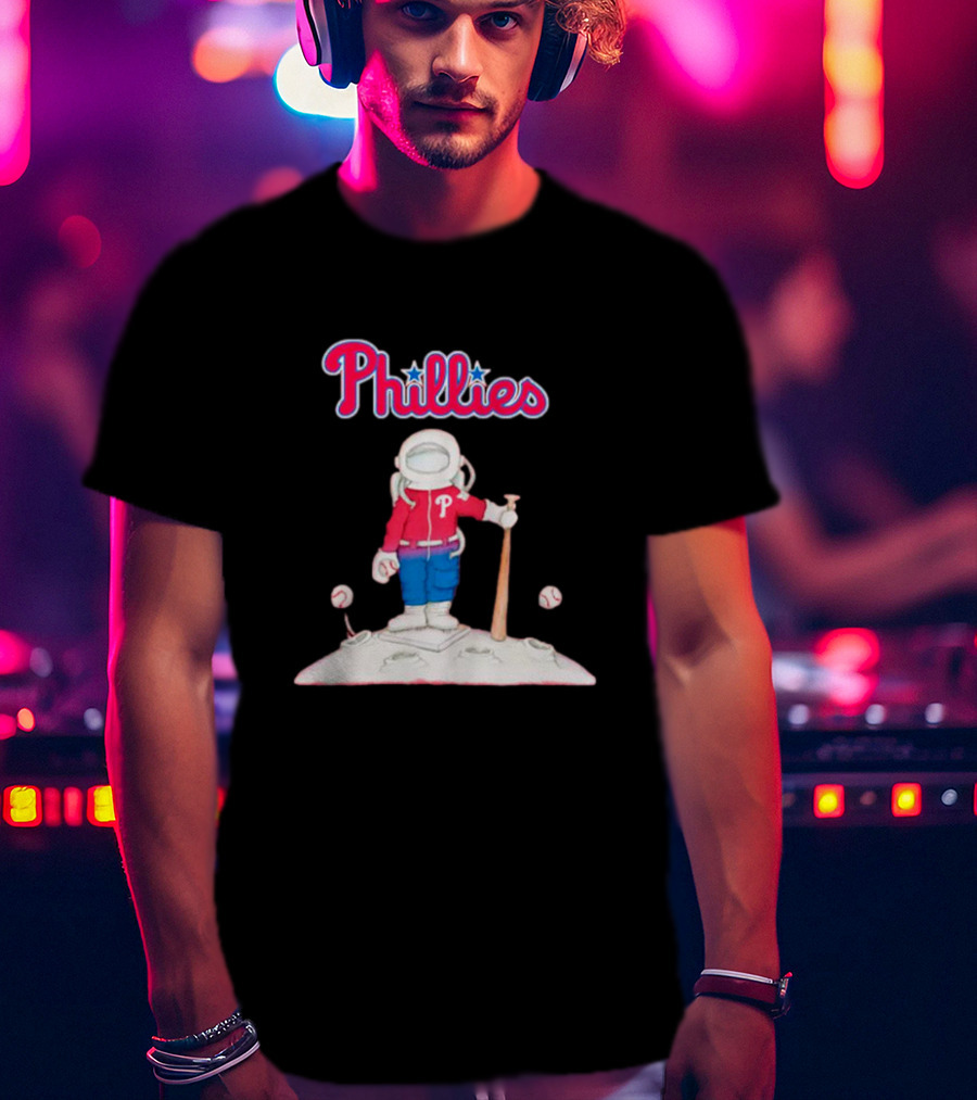 Phillies Astronaut Baseball Moon Adventure T-Shirt
