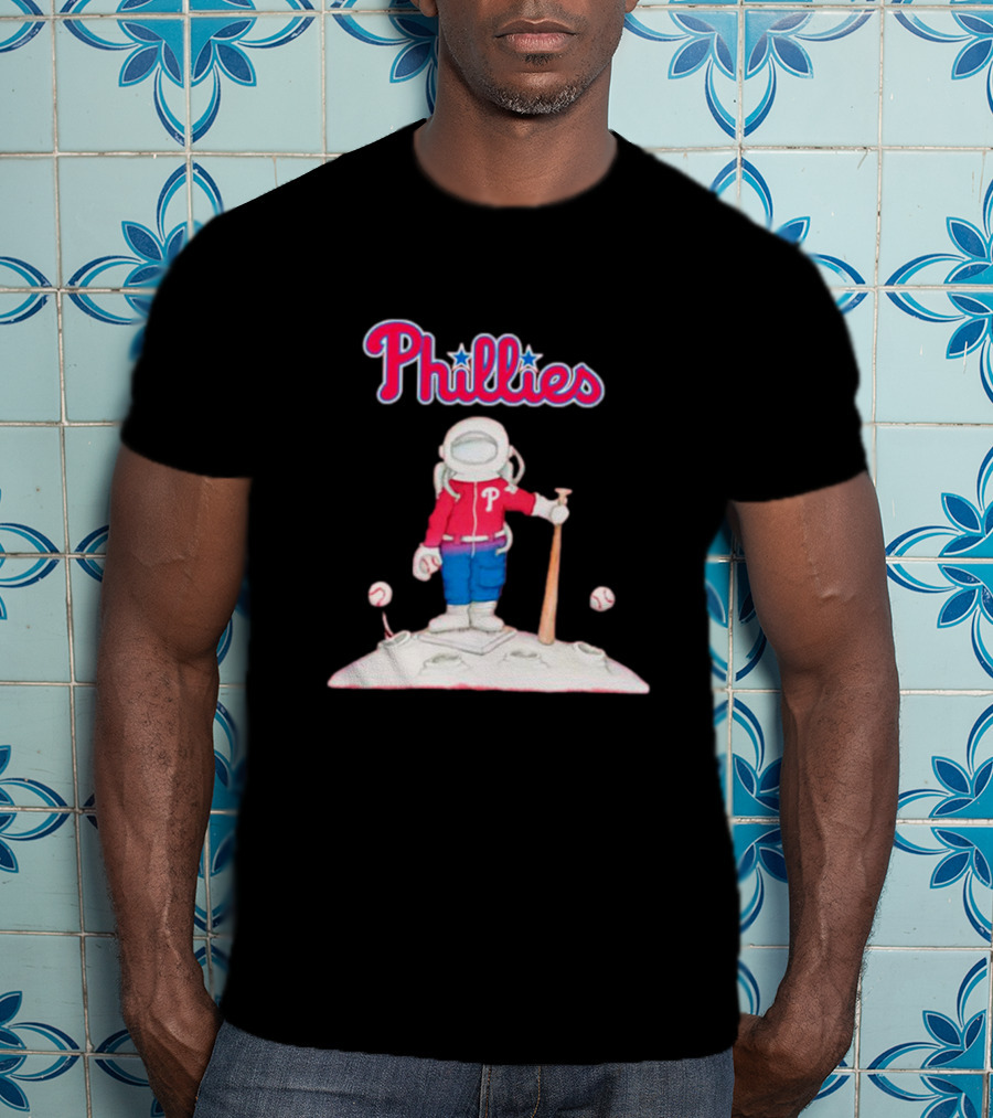 Phillies Astronaut Baseball Moon Adventure T-Shirt