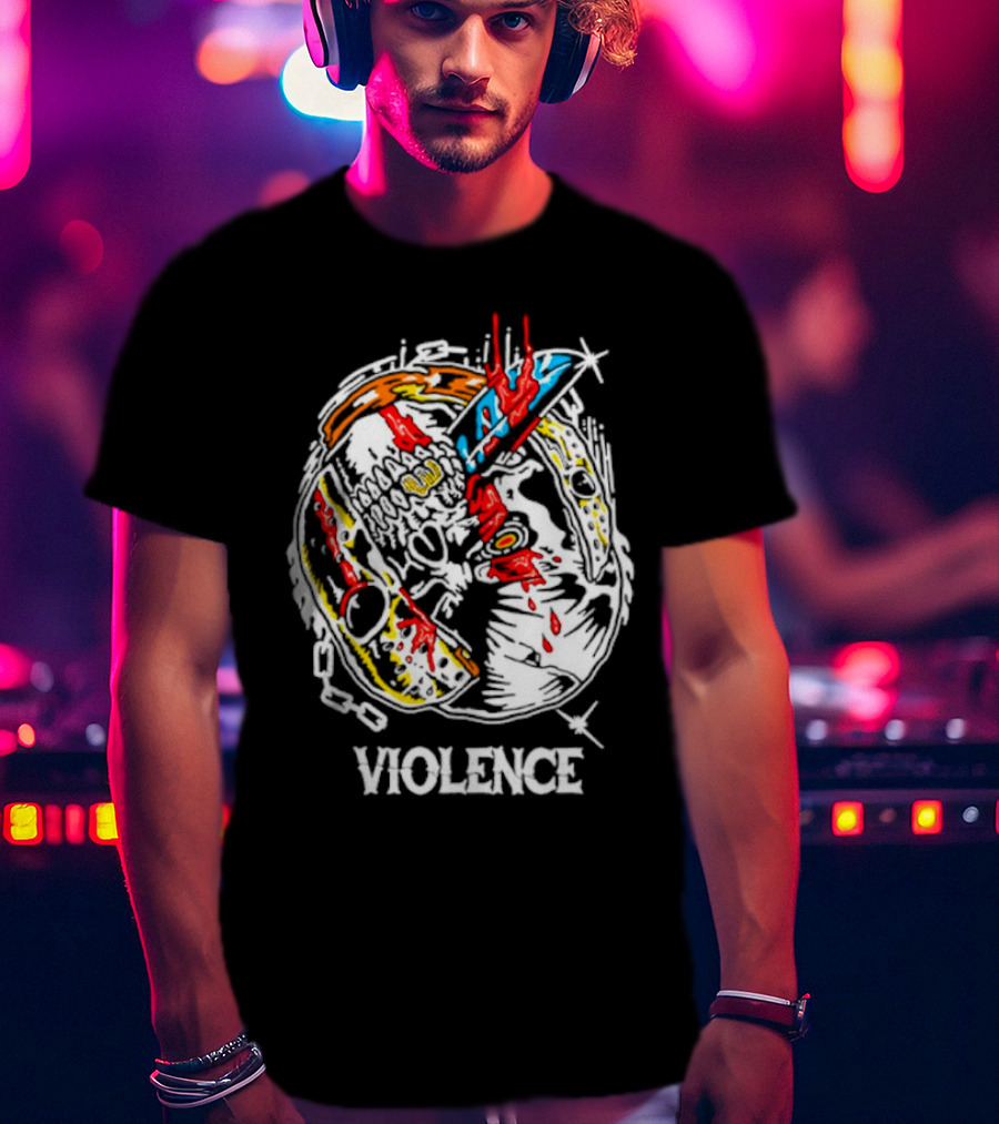 Slasher Mask Chainsaw Knife Violence T-Shirt