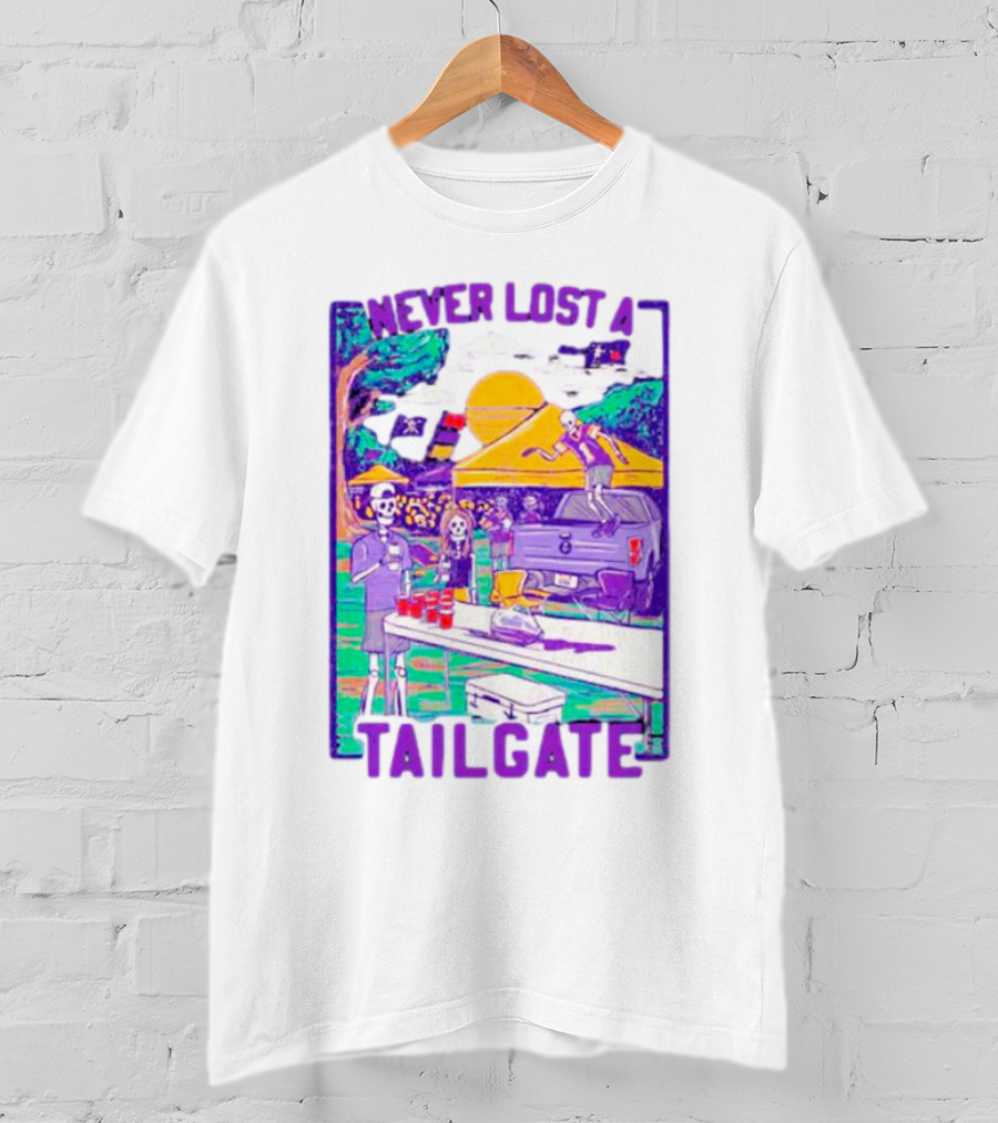 East Carolina Pirates Never Lost A Tailgate Skeleton Party Scene T-Shirt