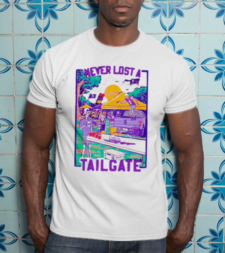 East Carolina Pirates Never Lost A Tailgate Skeleton Party Scene T-Shirt