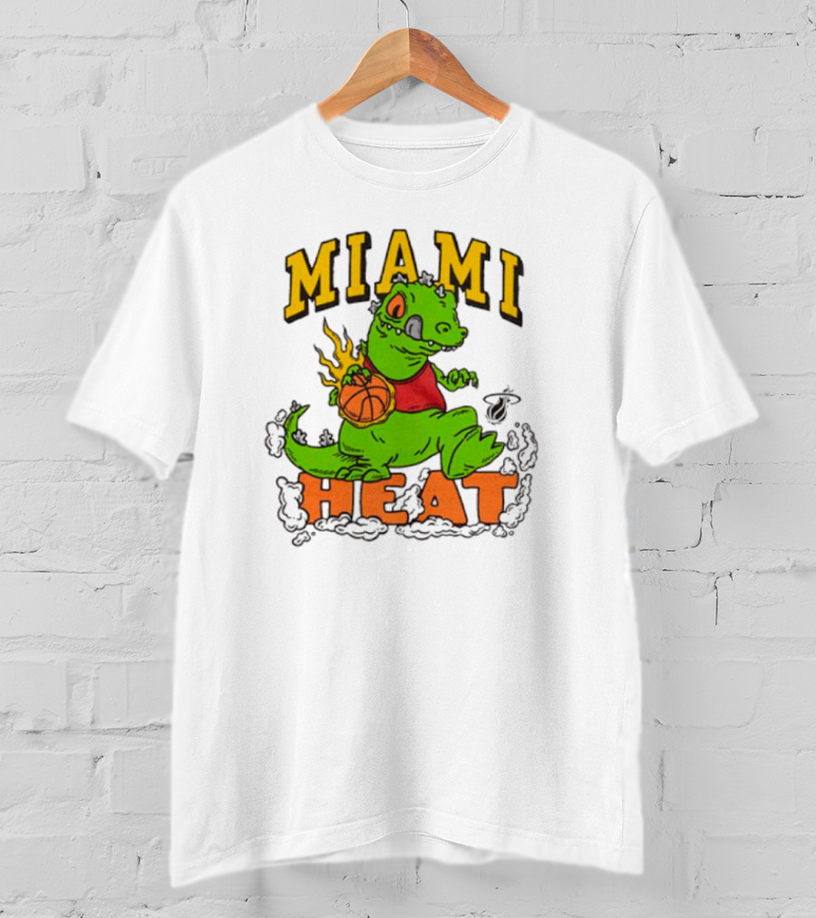 Miami Heat Reptar Holding Basketball Rugrats Crossover T-Shirt