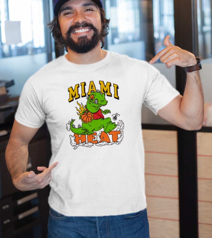 Miami Heat Reptar Holding Basketball Rugrats Crossover T-Shirt