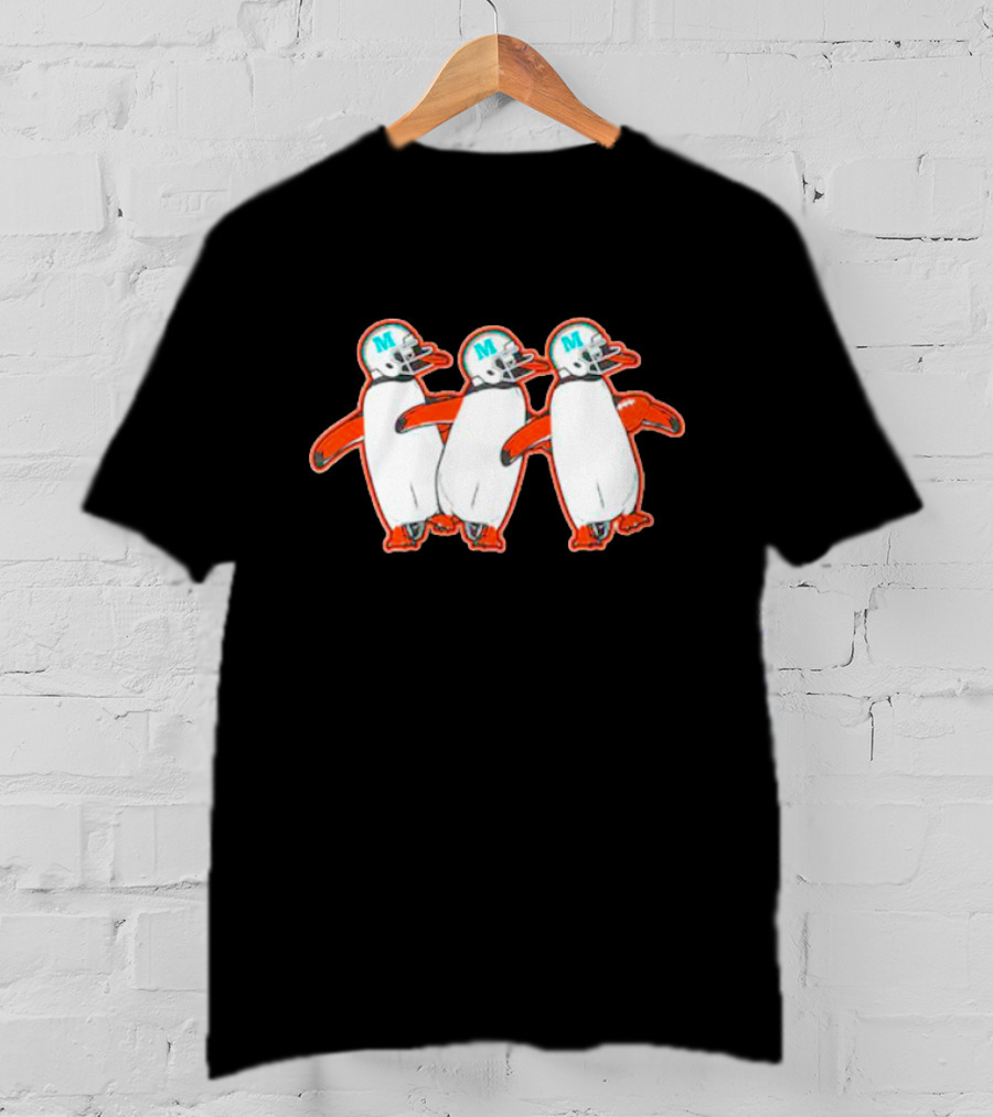 Miami Hurricanes Penguins Marching With Helmets T-Shirt